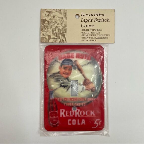 🖤 Red Rock Cola Babe Ruth Decorative Light Switch Cover - Picture 1 of 4